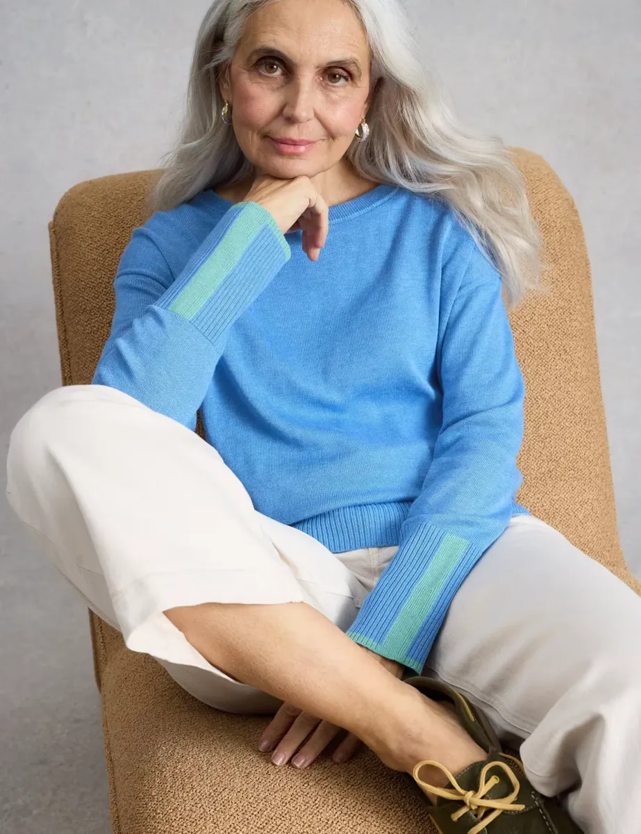 Olive Cotton Rich Crew Neck Jumper