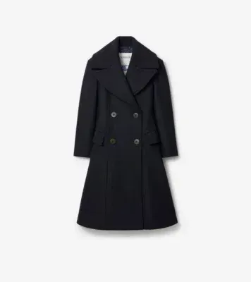 Wool Tailored Coat in Navy