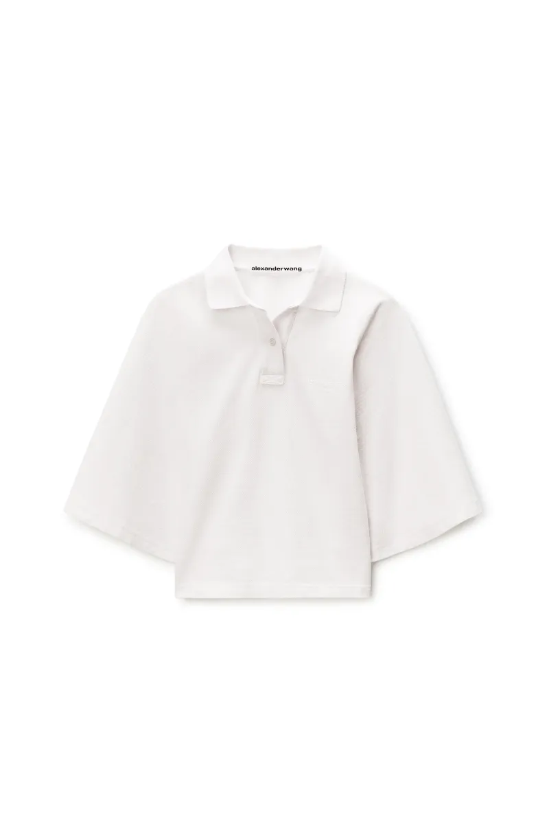 DRAPED SLEEVE FITTED POLO