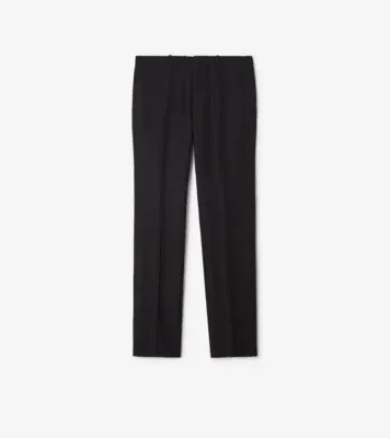 Striped Wool Mohair Tailored Trousers in Black