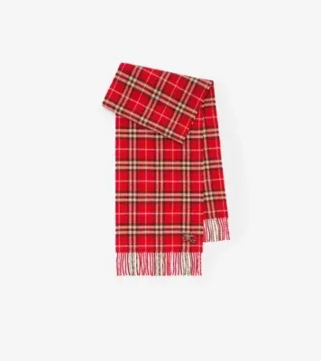 Check Cashmere Scarf in Crayon red