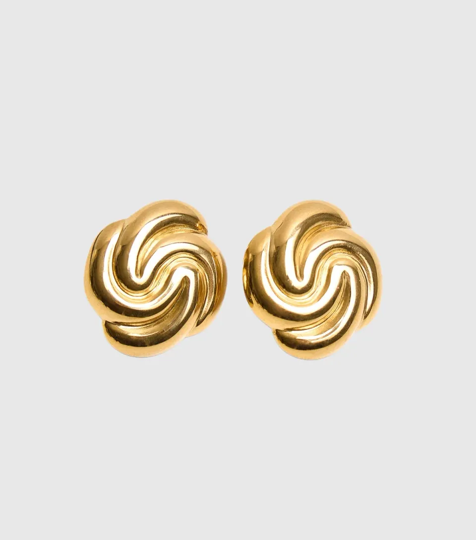 Gold-Tone Swirl Detail Stud Earrings