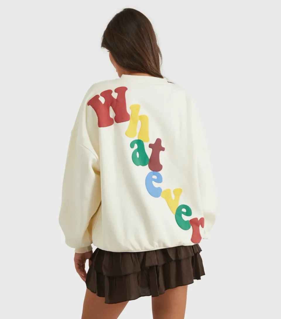 Women's Cream Whatever Printed Sweatshirt