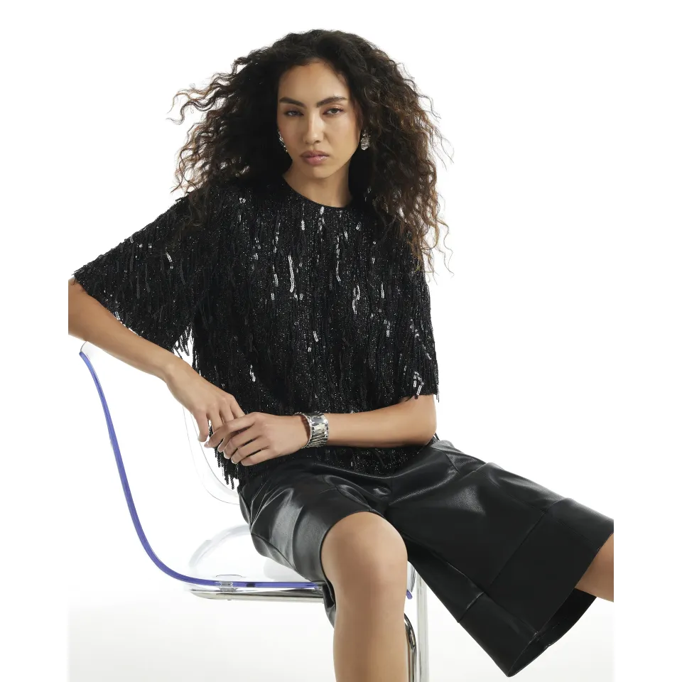 Black Sequin T-Shirt