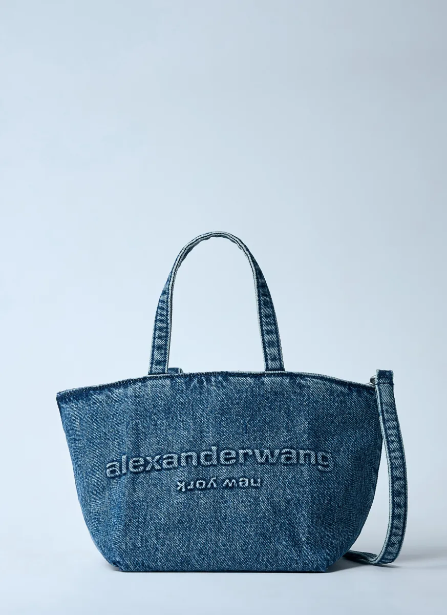 Small Denim Punch Tote Bag