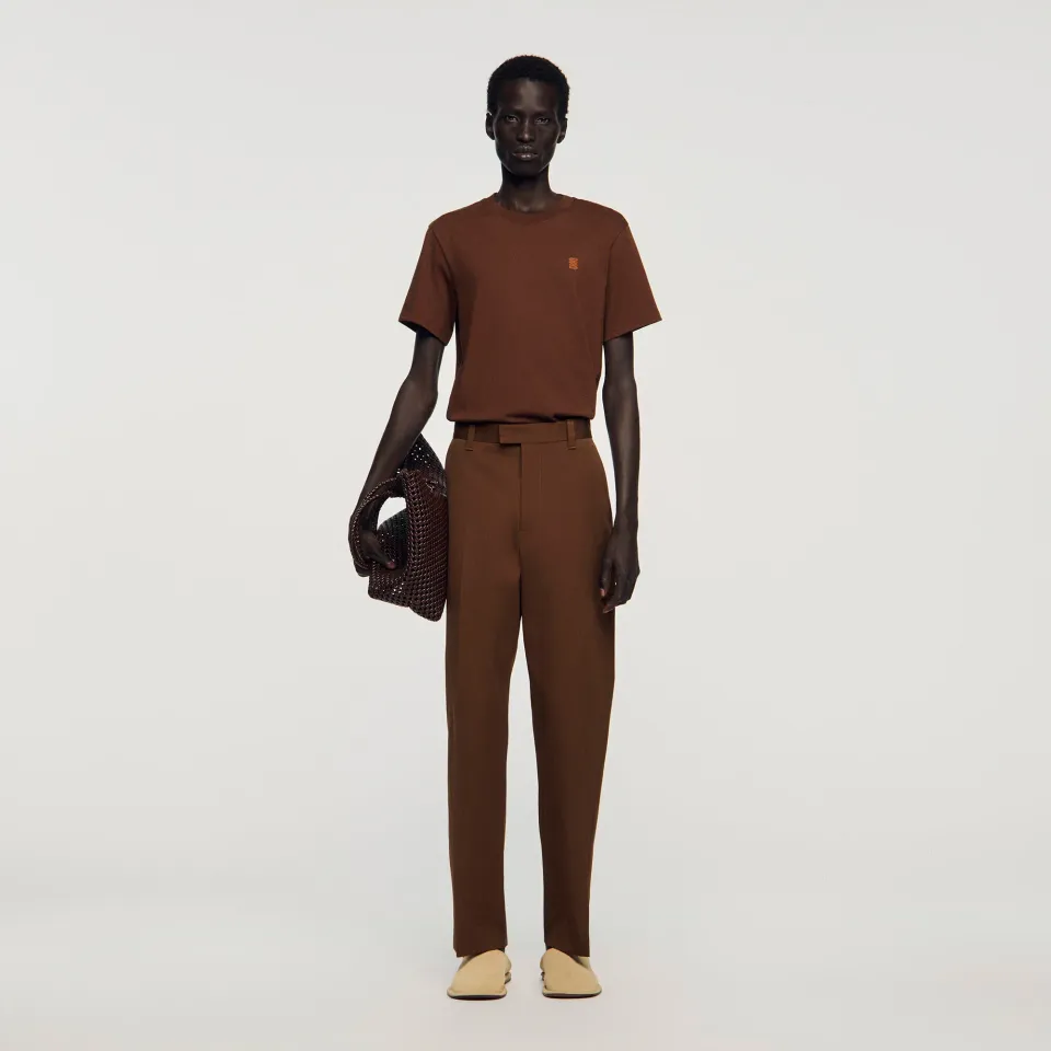 Wide-leg cotton trousers