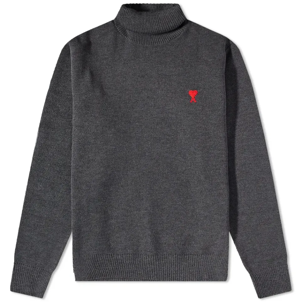 AMI Small A Heart Roll Neck Knit