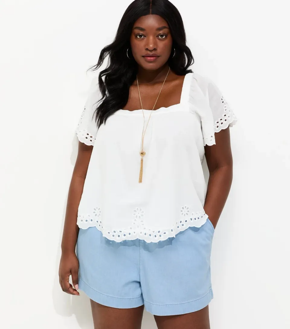 Women's Plus Size Light Blue Denim Drawstring Shorts Curves