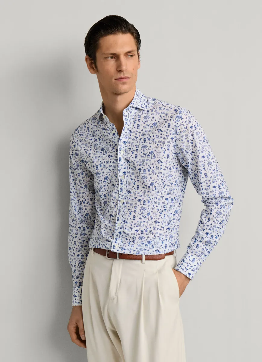 Tailored Fit Island Print Shirt