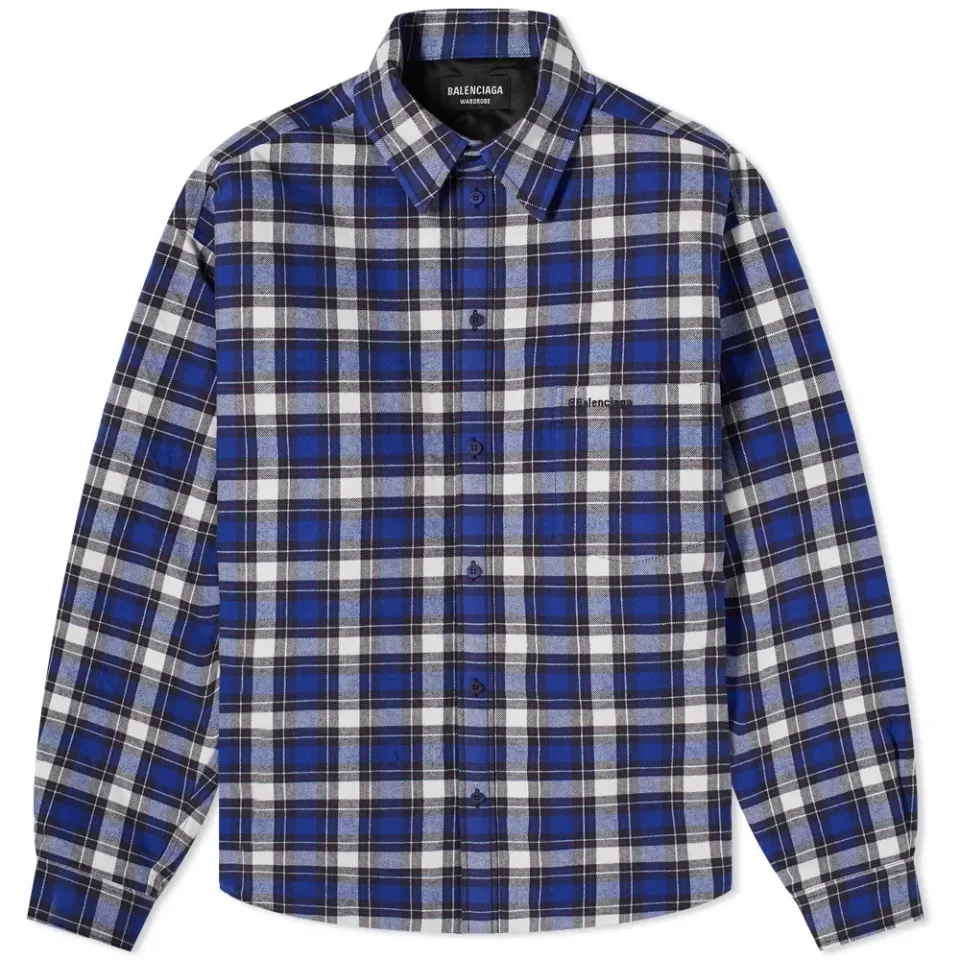 Logo Pocket Flannel Check Padded Overshirt
