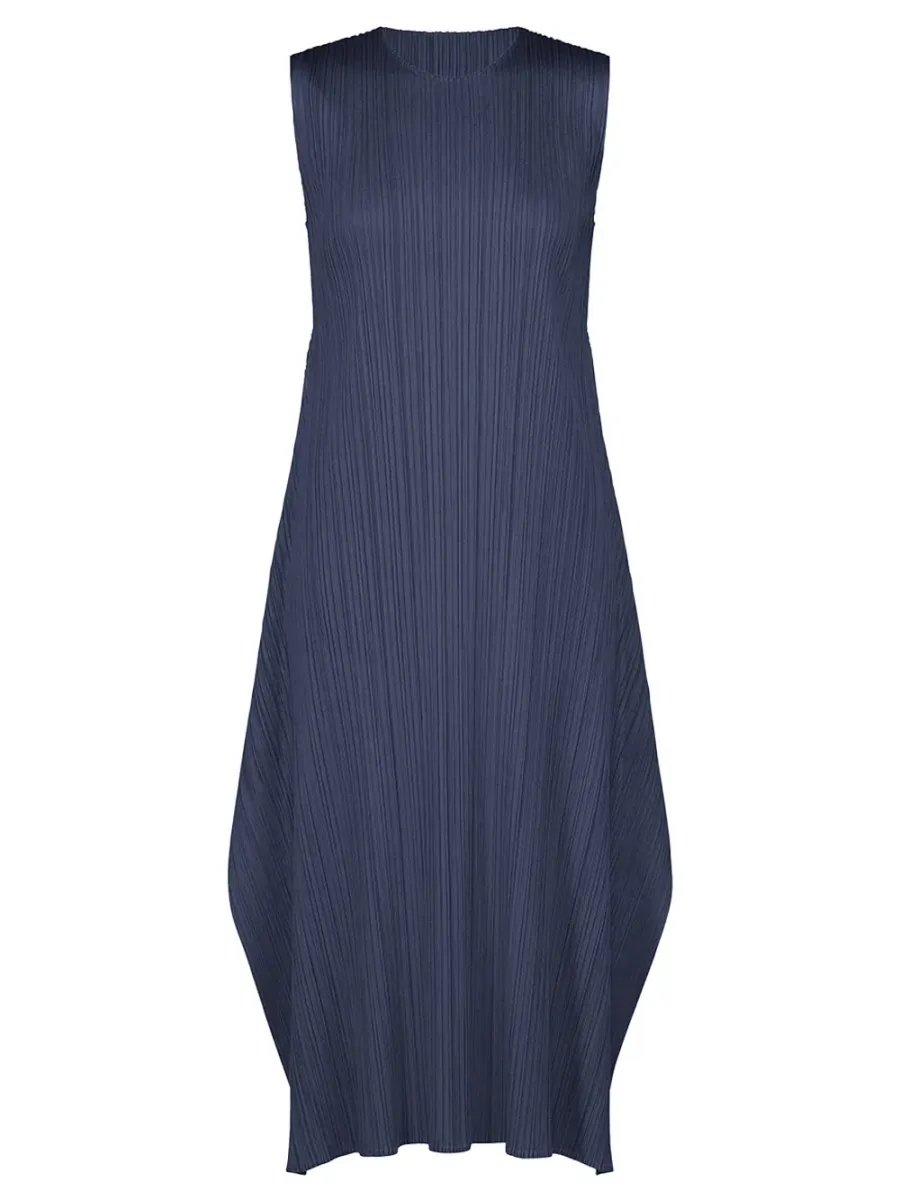 Pleats Please September Colors Dress Navy Blue