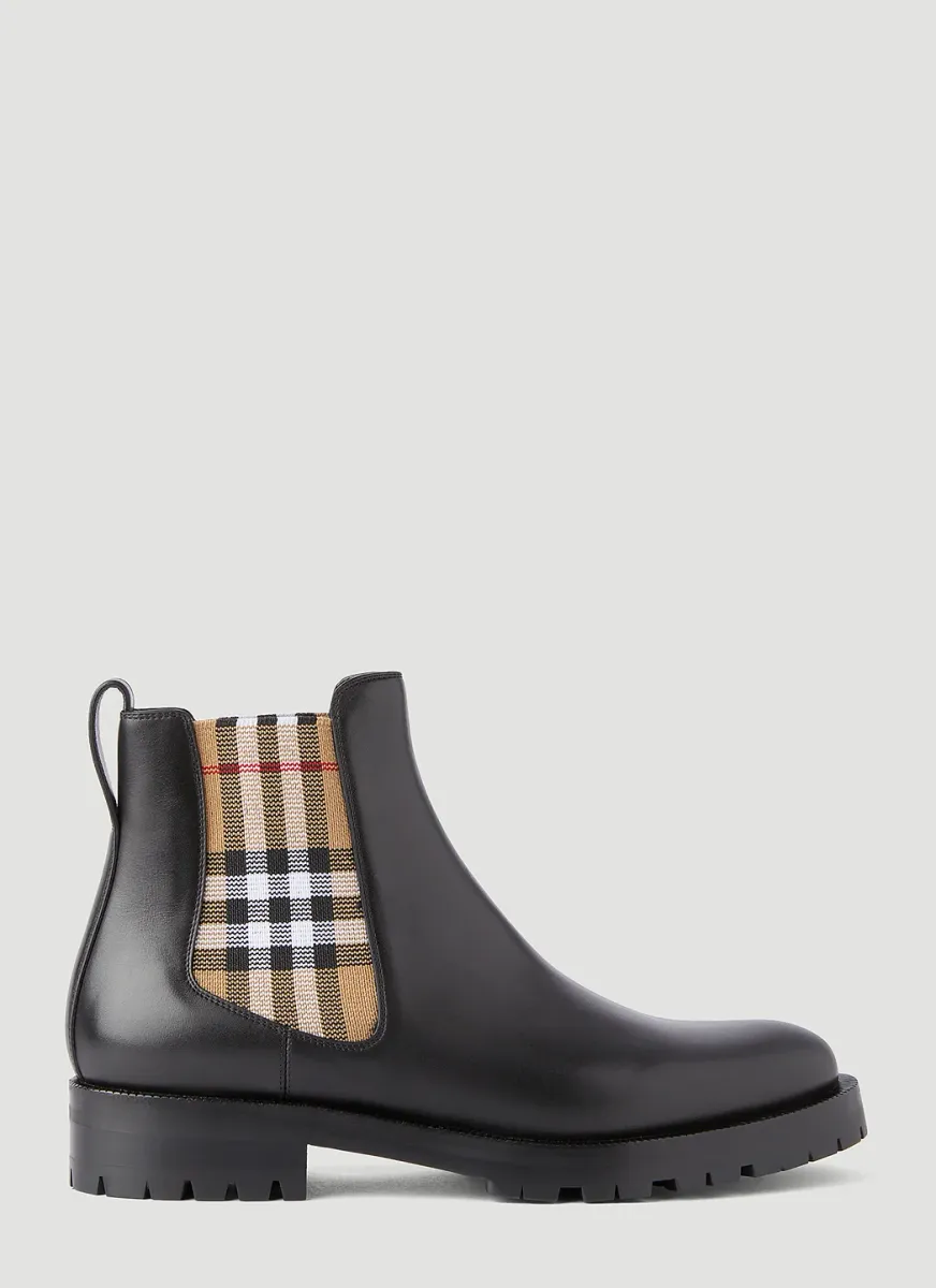Check-Panel Chelsea Boots