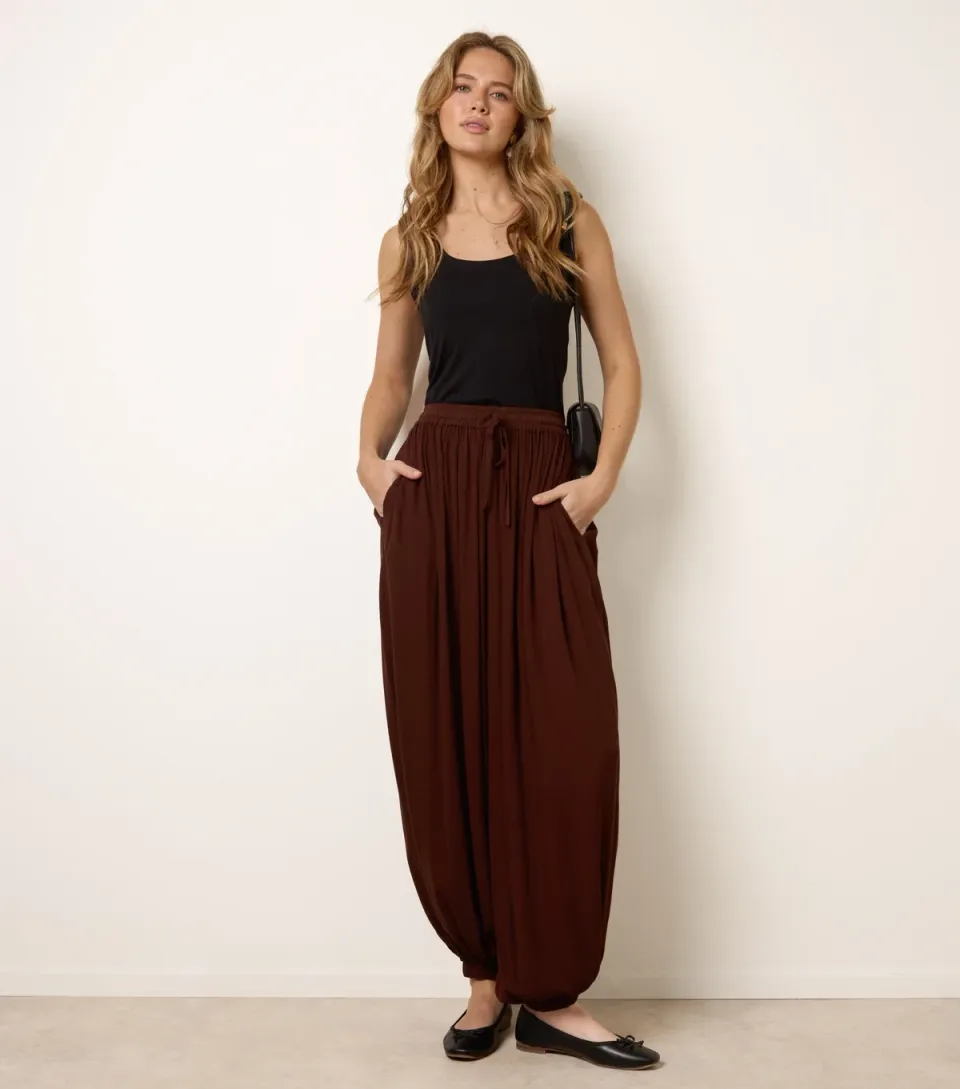 Women's Dark Brown Balloon Trousers