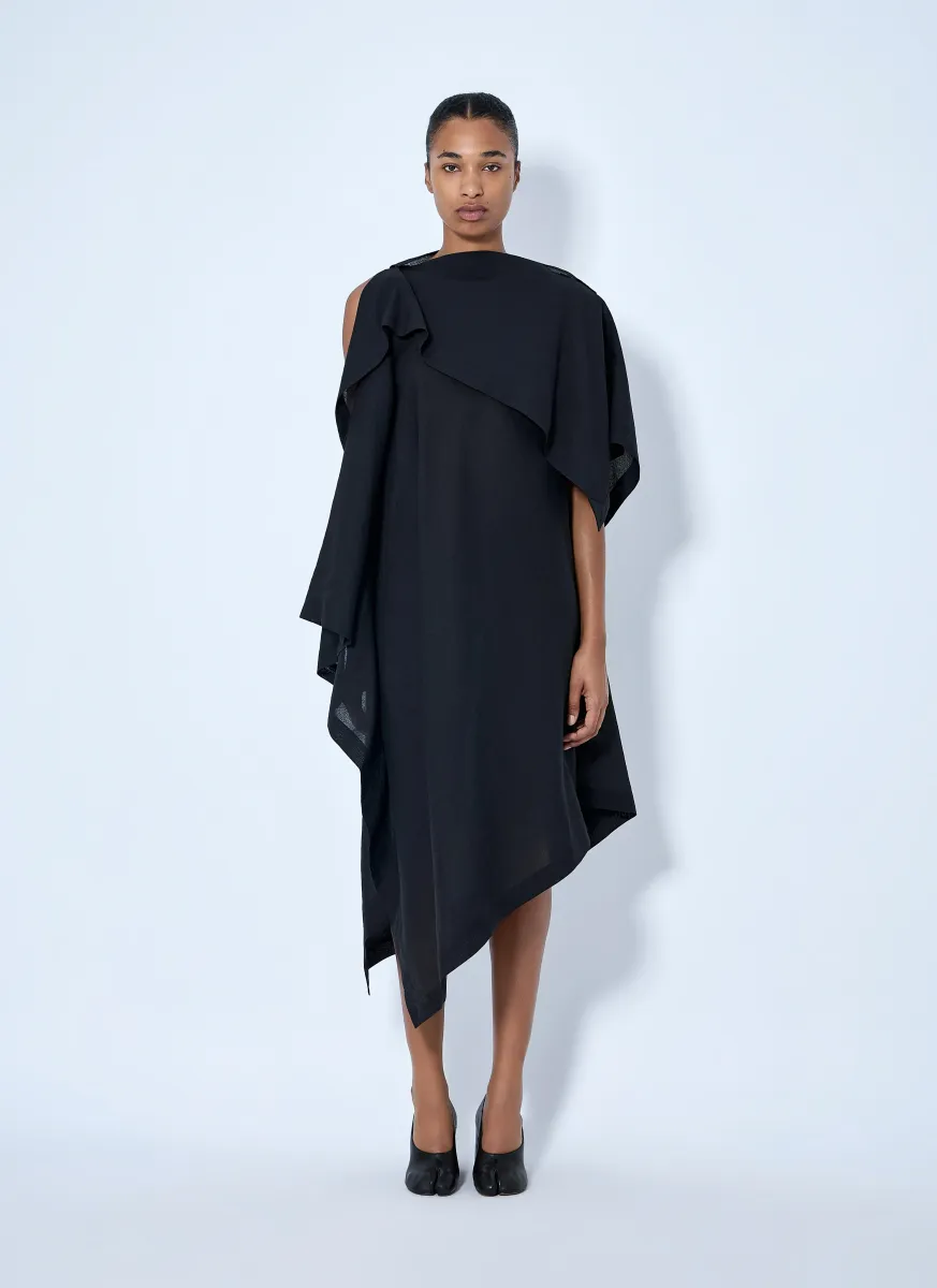 All Squares Asymmetric Draped Midi Dress