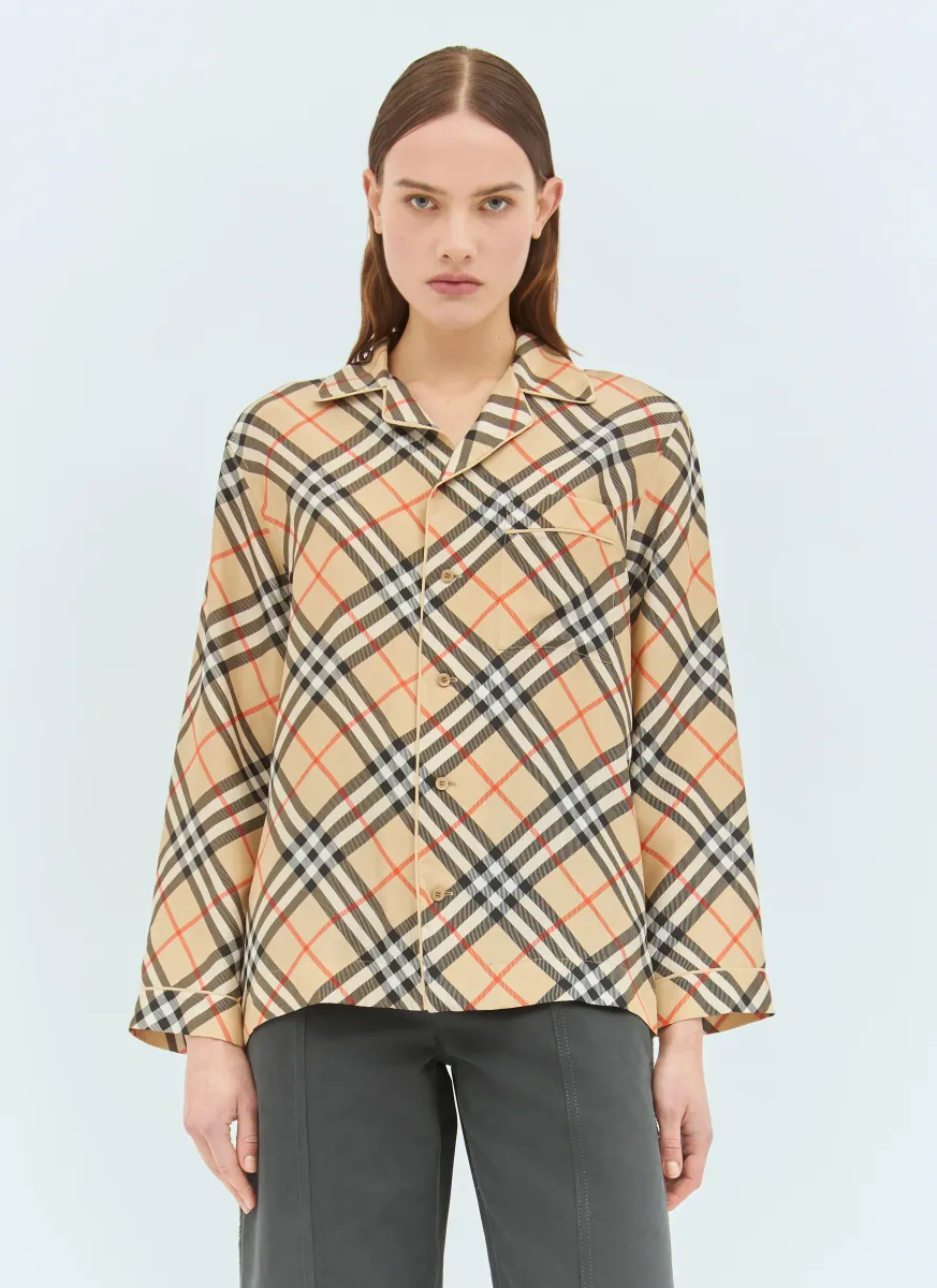 Check Silk Pyjama Shirt