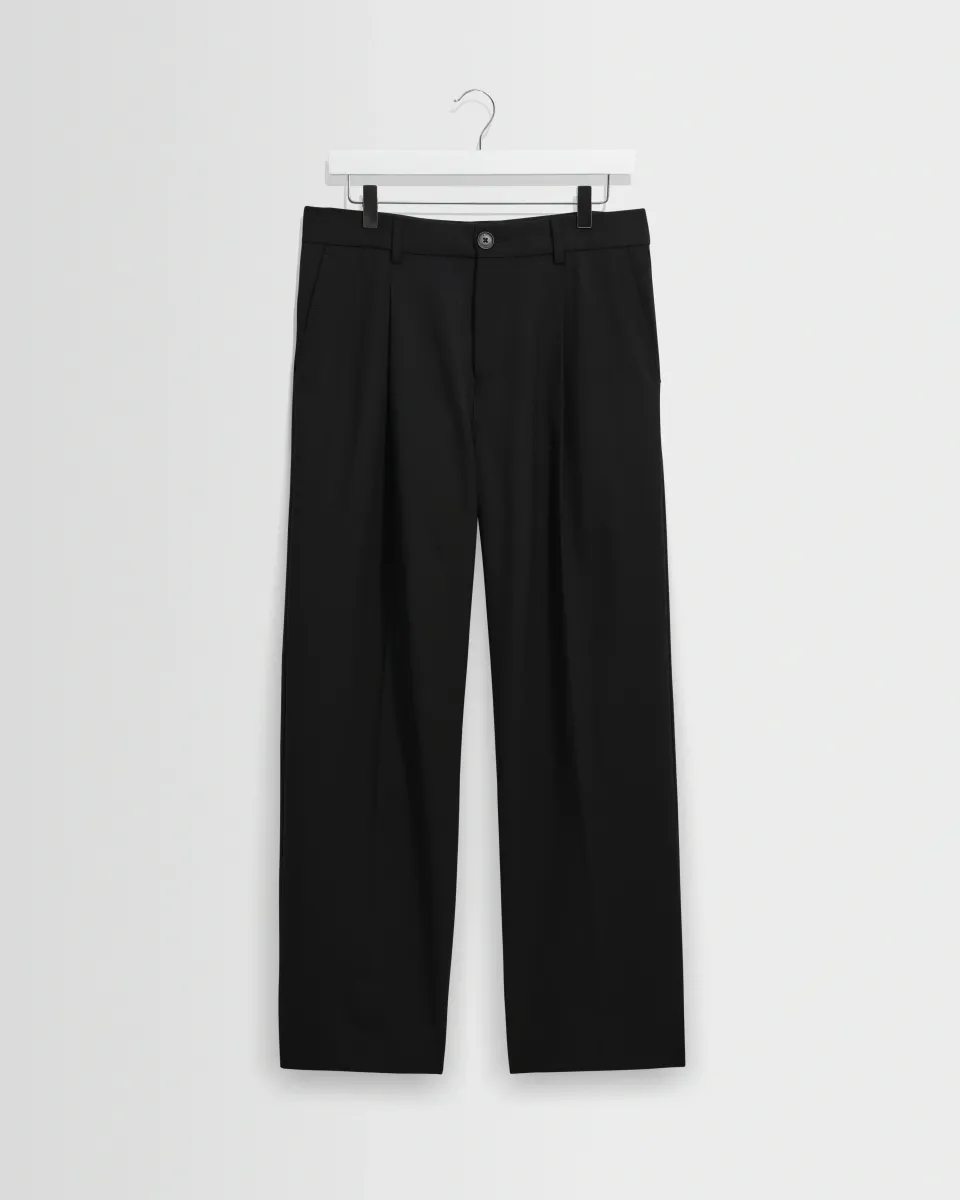 Piper - Black Wool Blend Twill Trouser