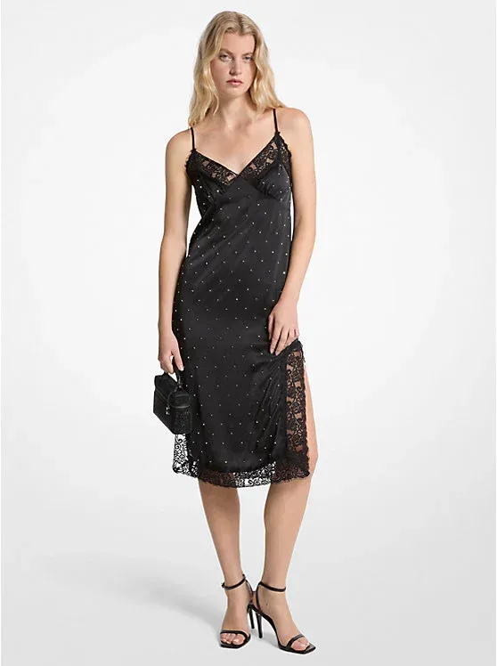 Studded Satin Slip Dress