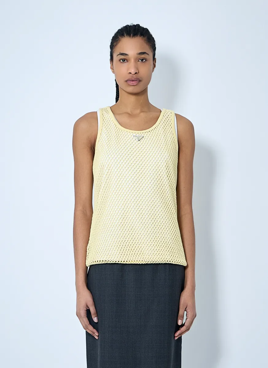 Logo Plaque Open- Knit Tank Top