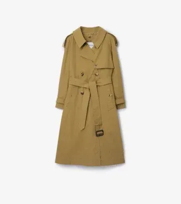 Long Canvas Fitzrovia Trench Coat with Warmer in Lignum brown