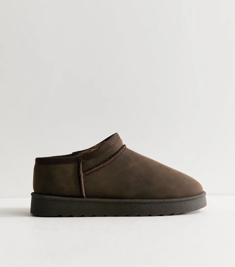 Women's Tan Faux Suede Low Top Sherpa Lined Slipper Boots Vegan