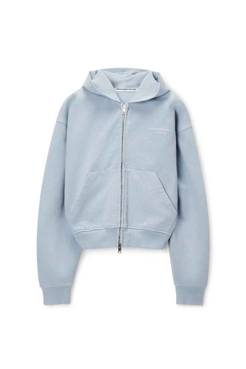 crystal embellished zip up hoodie