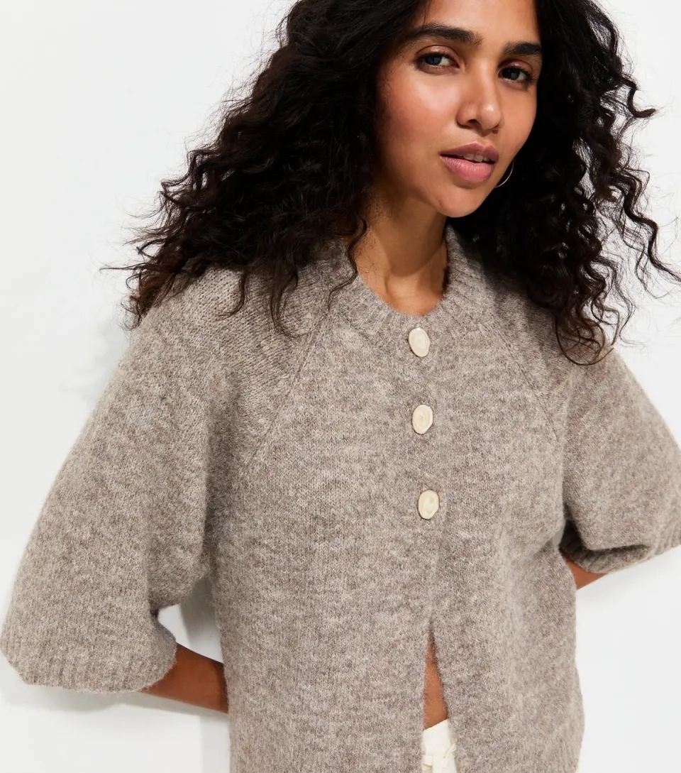 Women's Mink Knitted Short Sleeve Cape Cardigan