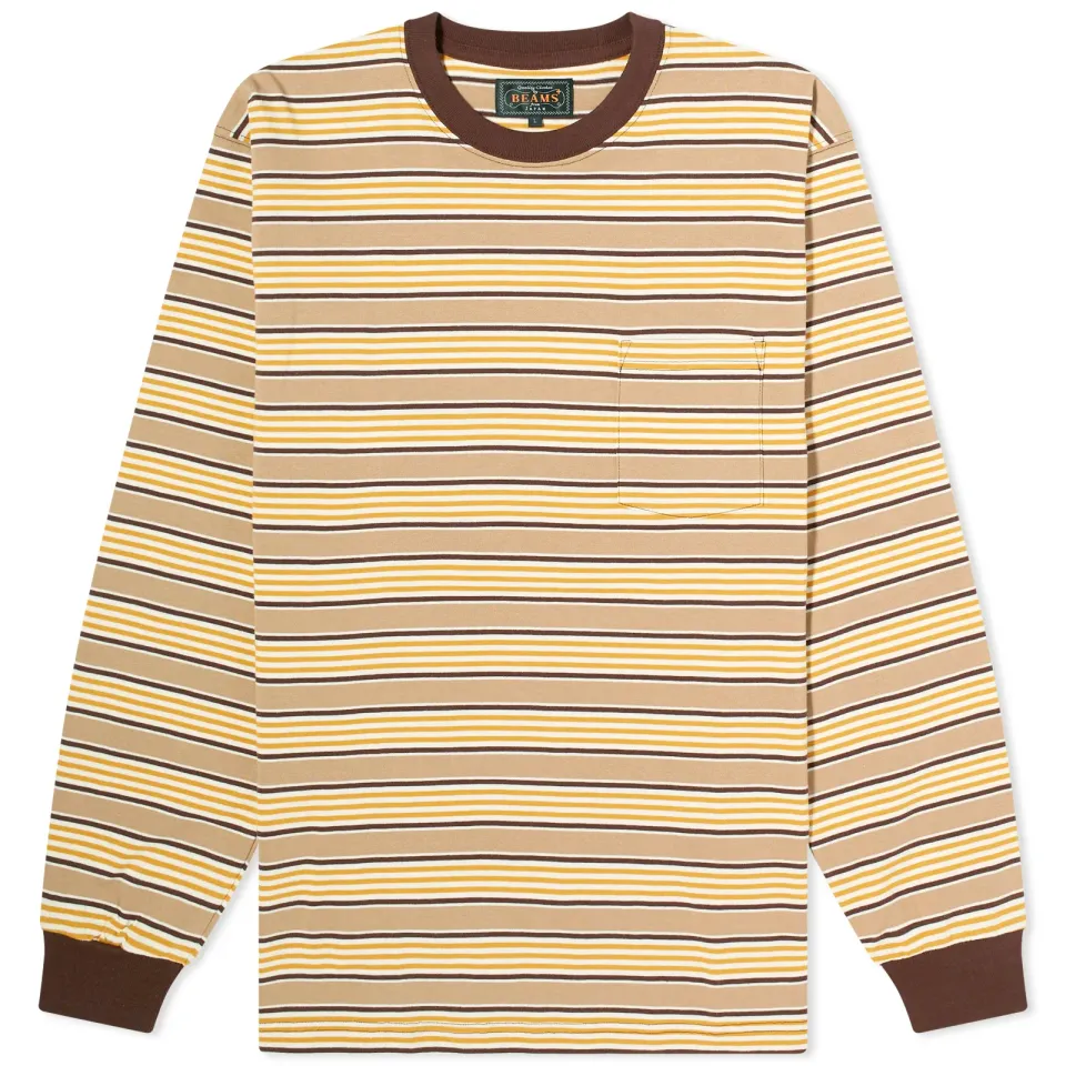 Long Sleeve Multi Stripe Pocket T-Shirt