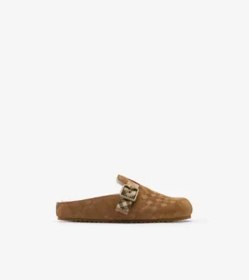 Check Shearling Urchin Clogs in Jute beige