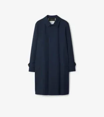 Long Gabardine Car Coat in Storm blue - Men, Cotton Gabardine