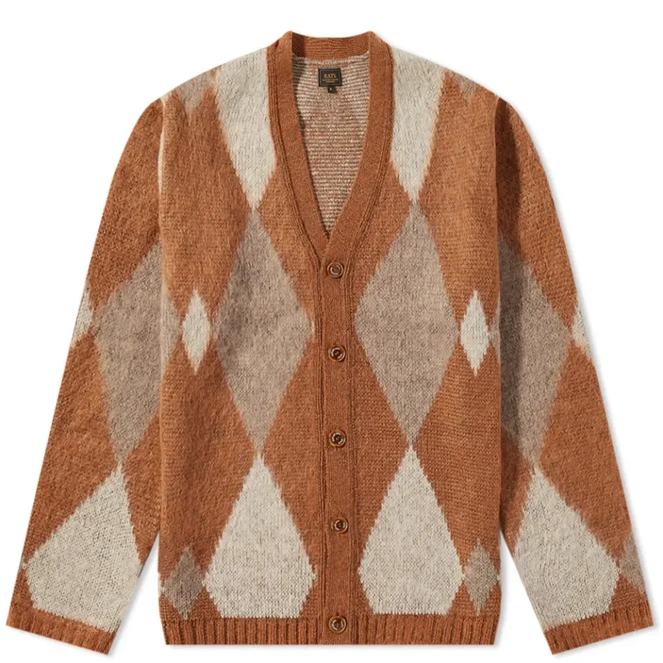Argyle Mohair Knit Cardigan