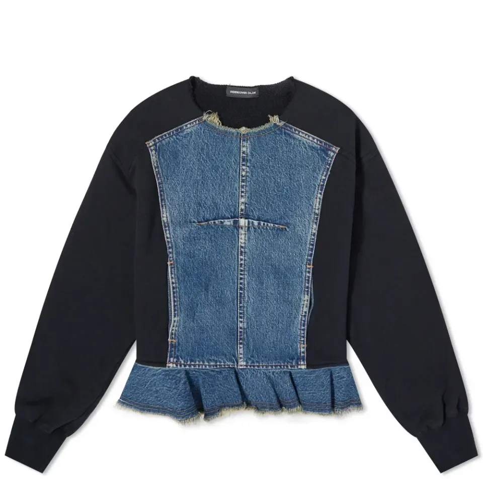 Denim & Sweat Peplum Top