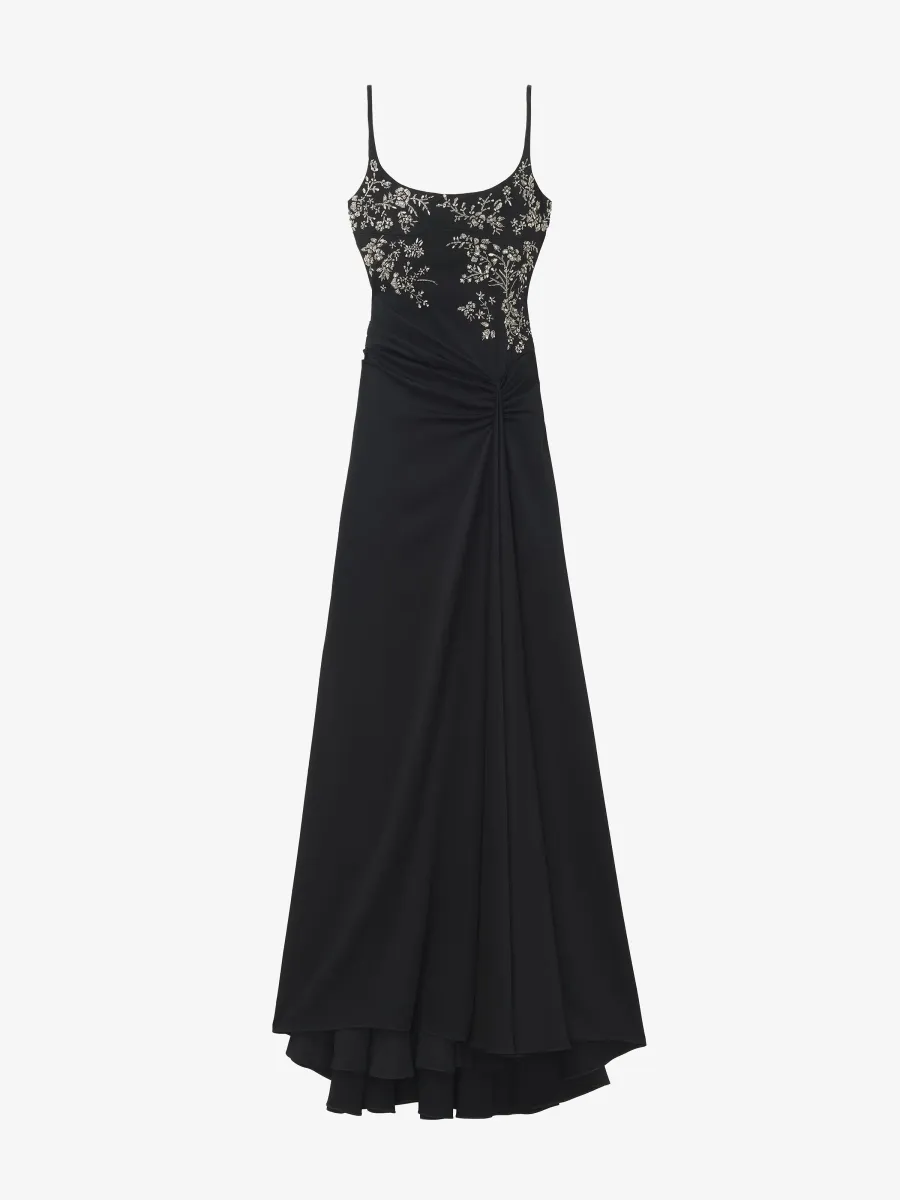 Floral Embroidery Evening Dress
