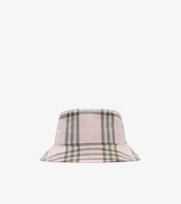 Check Cotton Bucket Hat in Mallow pink