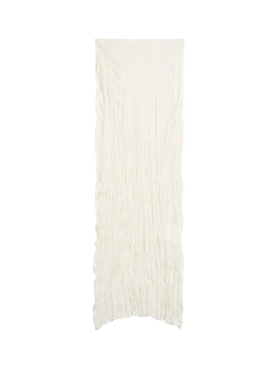 Crinkled Knit Skirt White