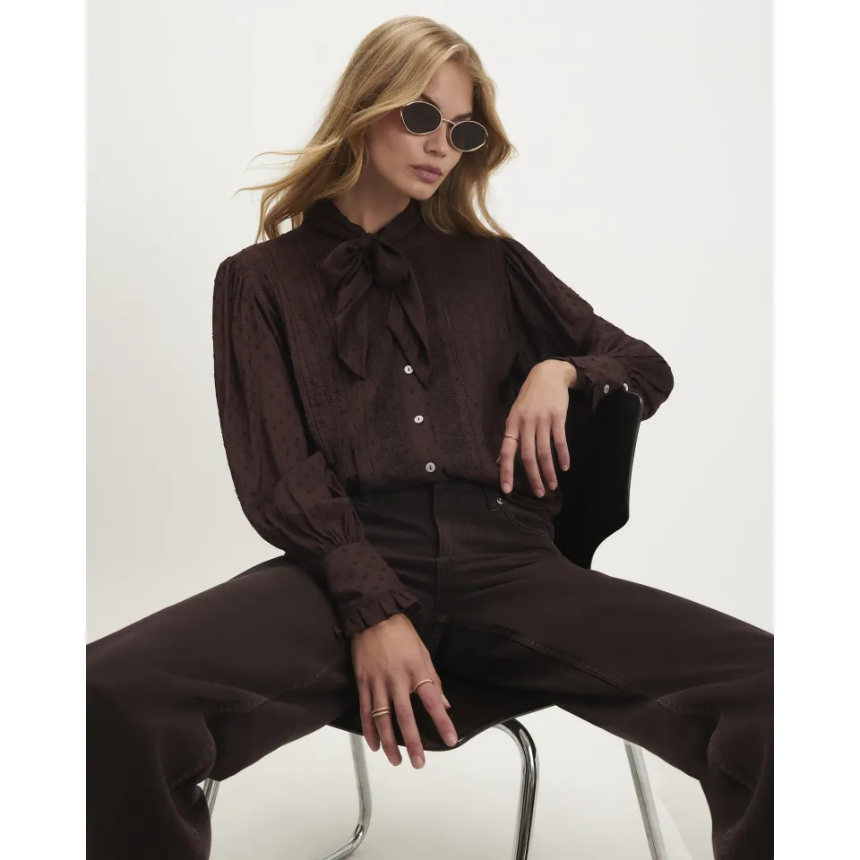 Textured Tie Neck Blouse
