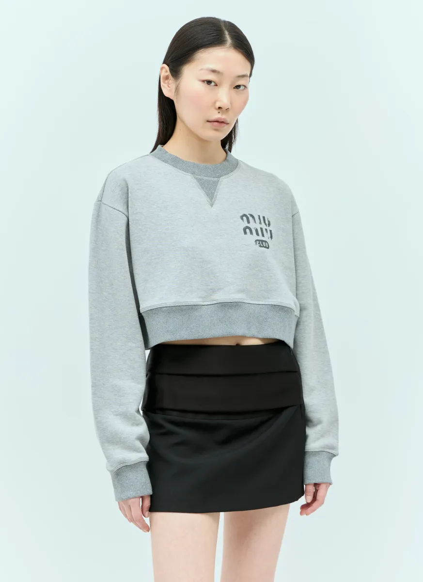 Cropped Logo Print Sweatershirt