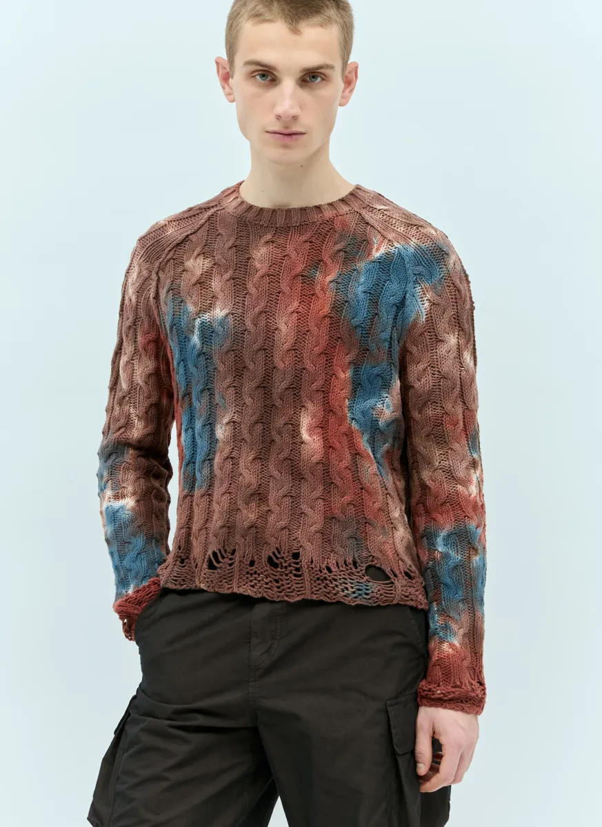 Tie-Dye Cable Knit Sweater