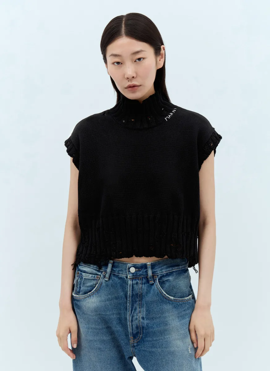 High Neck Cropped Sweater