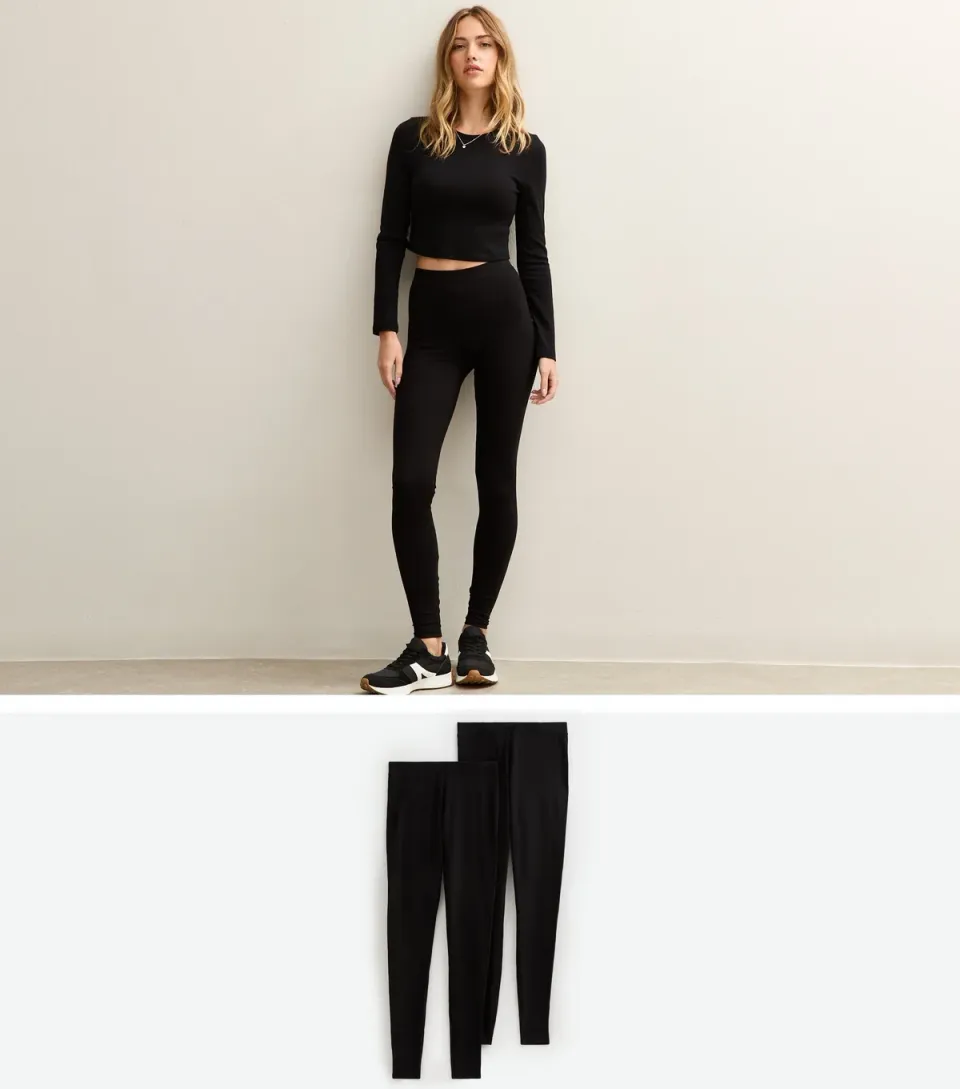Women's Black Pack Of 2 Jersey Leggings