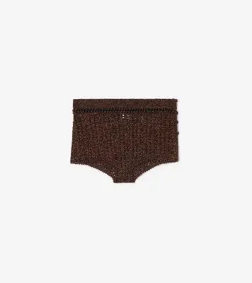 Crochet Mouliné Cotton Shorts in Black/red