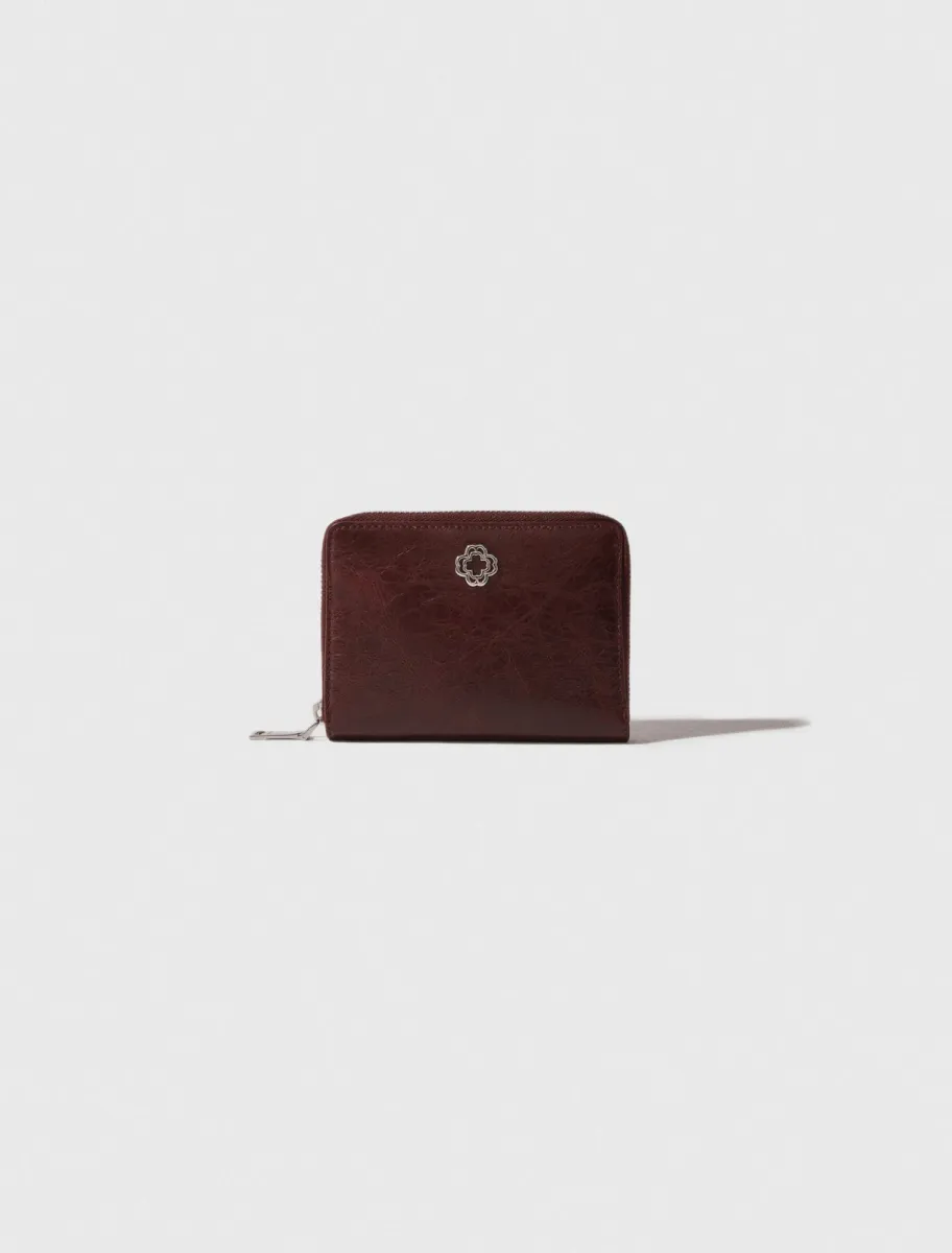 Crackled leather wallet
