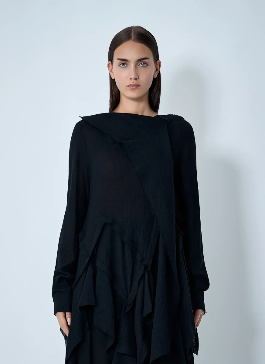 Gauzed Frilled Blouse