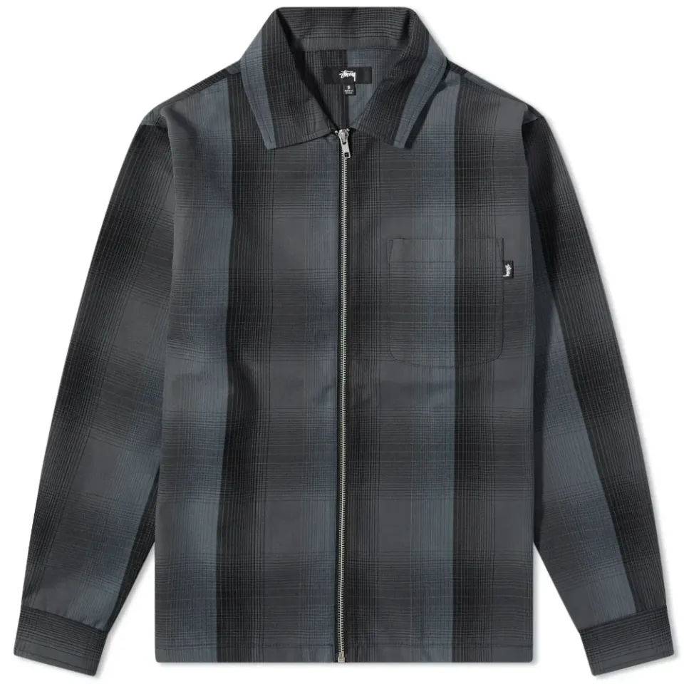 Shadow Plaid Zip Shirt