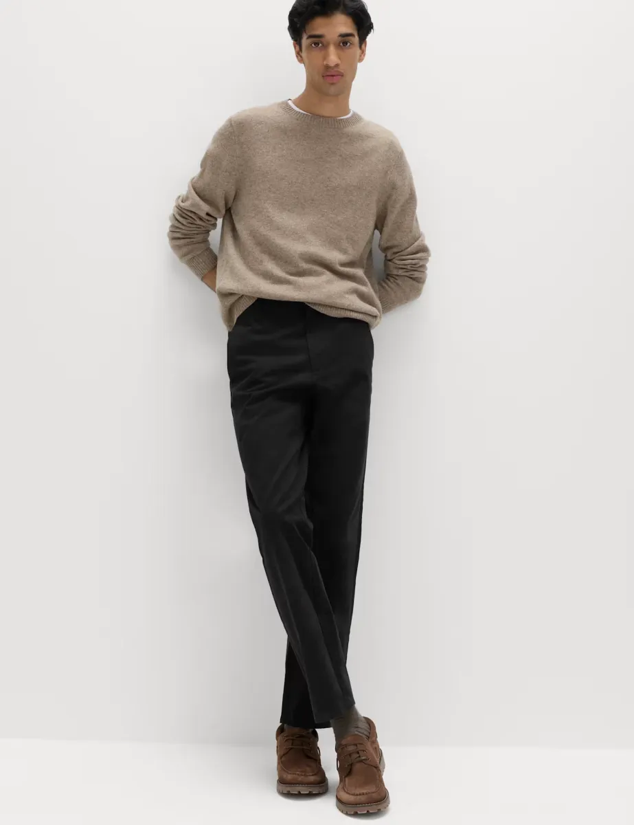 Regular Fit Pure Cotton Chinos Black