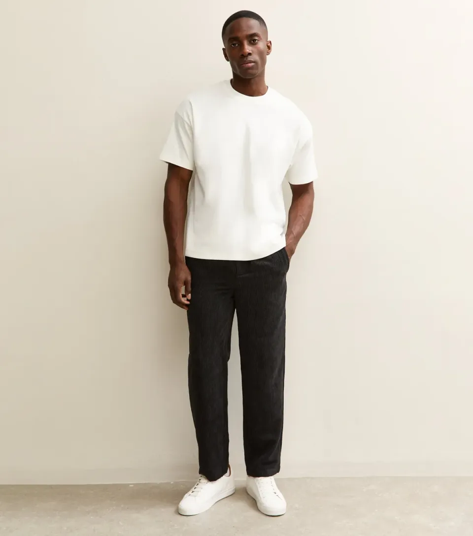 Men's Black Corduroy Straight Trousers