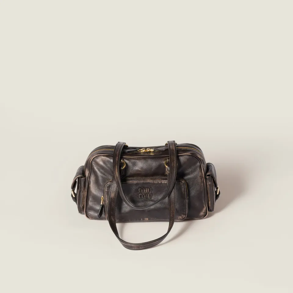 Pocket nappa leather top-handle bag