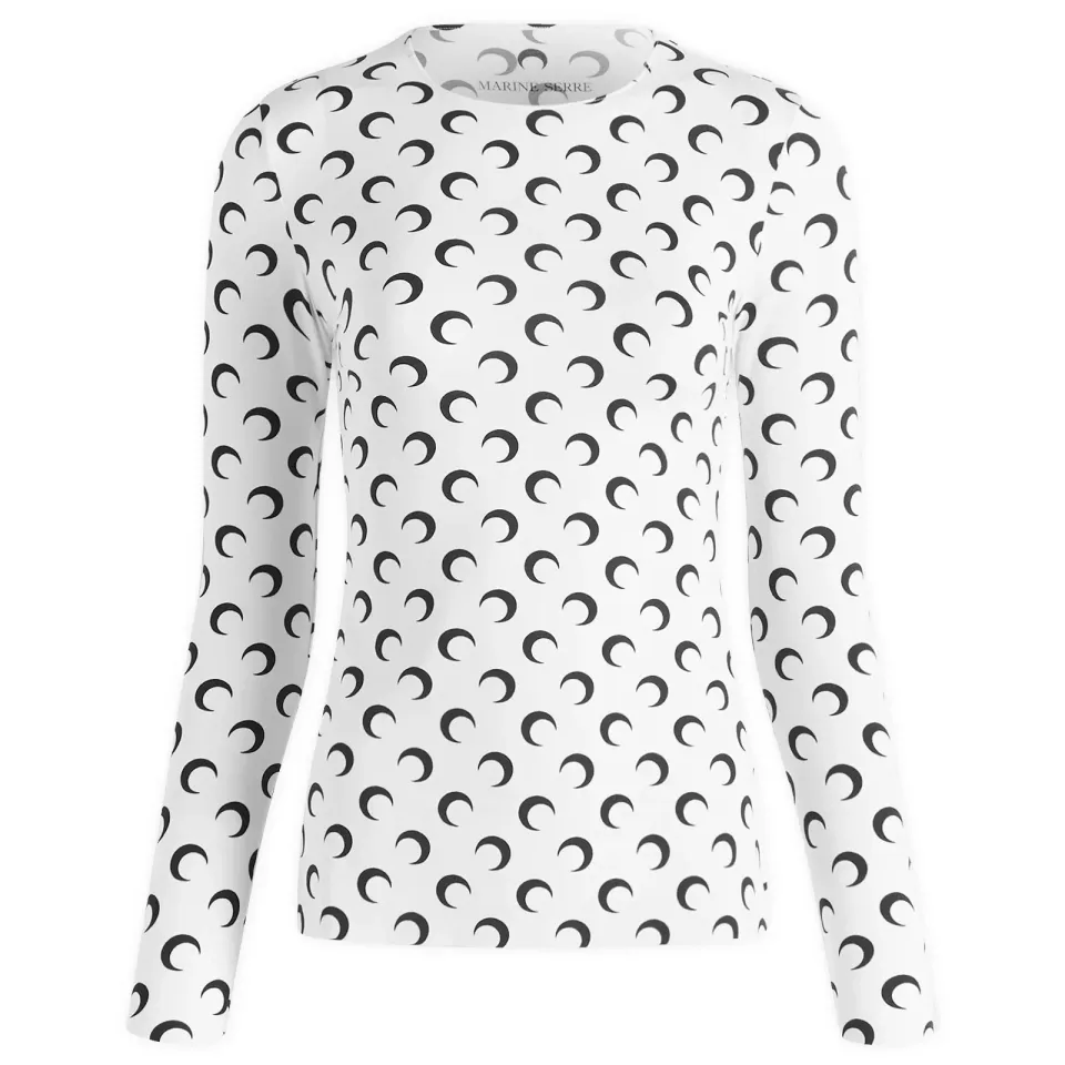 Moon Printed Second Skin Crewneck Top