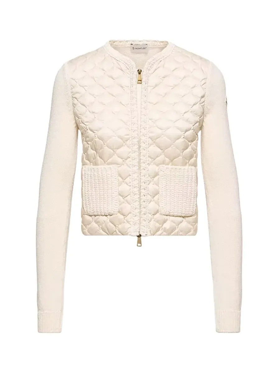 Women Quilted Cardigan White