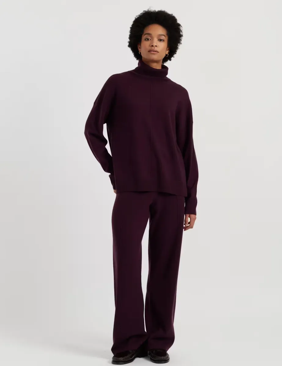Wool Rich with Cashmere Roll Neck Relaxed Jumper Purple
