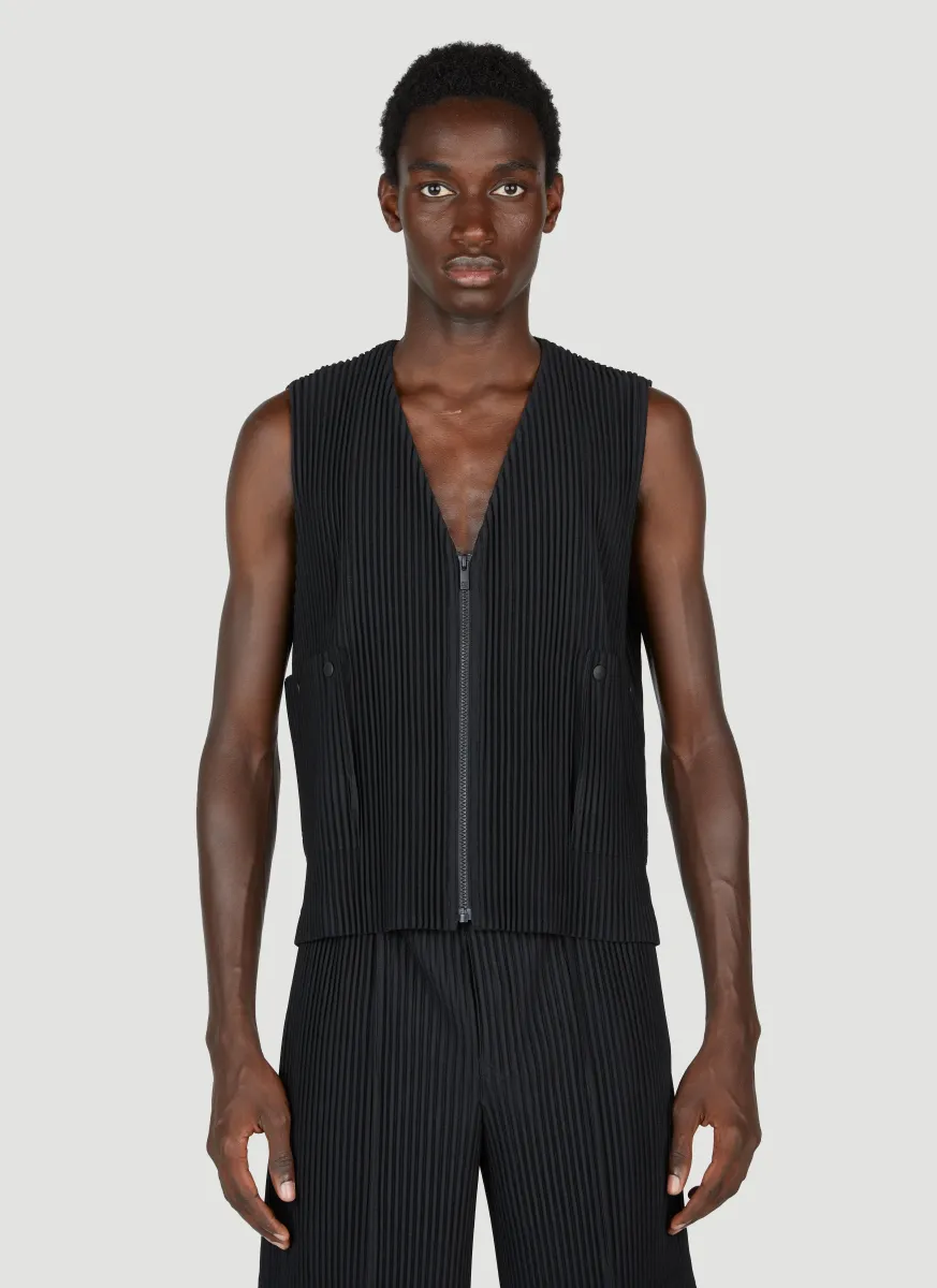 Pleated Zip Up Vest